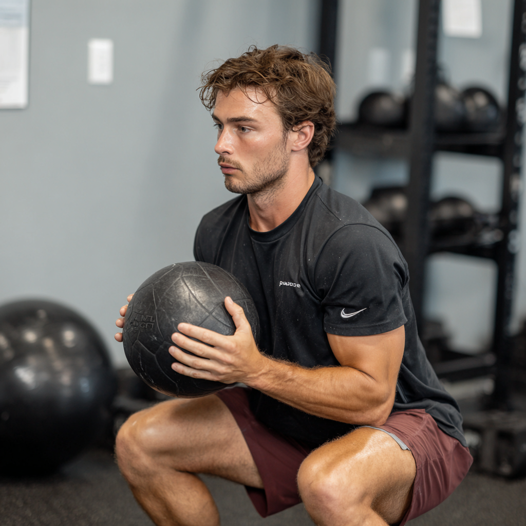 Focused athlete performing functional strength training movements